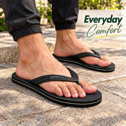 Yuki Unisex Comfortable Flip Flops for Men & Women | Soft Lightweight Casual Slippers | Black Chappal