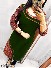 HF HOLYDAY FASHION Designer Floral Printed Straight Wooden Button Cotton High Quality Kurti Tops For Girls Women
