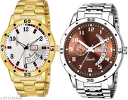 Day n Date Men Stylish Analog Latest Watches Combo - Set of 2 - GOLD-8-AND-SLV-18