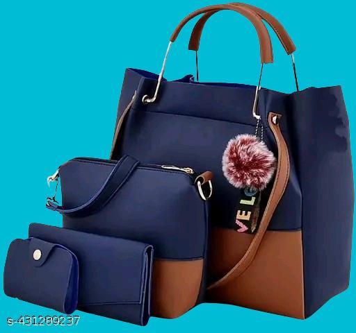 "Chic Handbag and Sling Bag Pack of 4 - Perfect for Women & Girls" | Women's Handbag Pack | Girls' Sling Bag Combo | 4-Piece Bag Set | Women's Fashion Bags | Blue HandBag | Bag