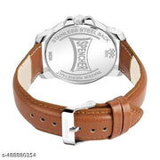 Spencher New Track Number Dial, Day & Date, Brown Strap Analog Watch For Men & Boy