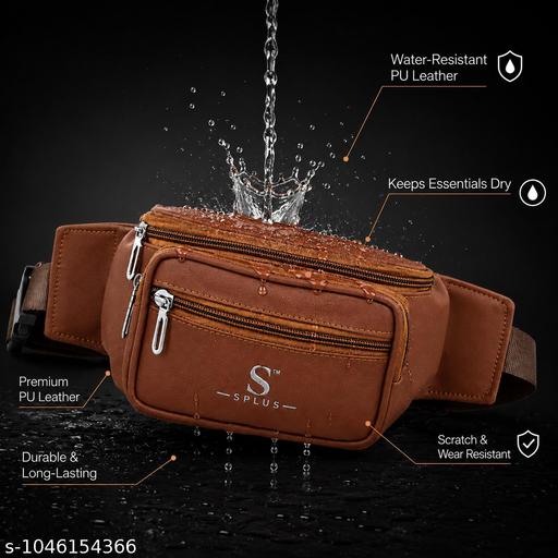Waist Bag for Men Side Bag for Travel, Sports Waterproof & Adjustable Belt Pouch Fanny Waist Bag Tan Brown