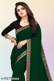 A stunning Georgette saree adorned with elegant Maharani lace.