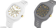 Square Dial Black Blue Grey White Analog Watches with Silicon Strap Stylish ADDI Designer Combo Watch for Mens & Boys