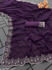 VEERAIVA SOFT GEORGETTE WITH SIROSKI DIAMONDS WORK WEDDING CREATION & PARTY WEAR SAREE