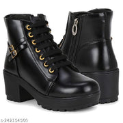 Synthetic Leather Casual Stylish Boots Shoes for Women and Girls Lightweight Comfortable Shoe, Partywear Shoe,  Lace-up Stylish Boots, Leather Shoe, Boot Leather, Sneakers/Boot/Casual/Sneaker/Shoes for Women's