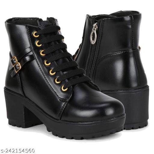 Synthetic Leather Casual Stylish Boots Shoes for Women and Girls Lightweight Comfortable Shoe, Partywear Shoe,  Lace-up Stylish Boots, Leather Shoe, Boot Leather, Sneakers/Boot/Casual/Sneaker/Shoes for Women's