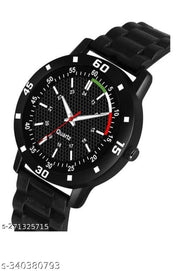 New stylish amazing analogue watches combo with bracelet wrist watch rubber strap belt black colour watch for boys & men