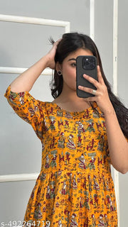 Printed Gown Premium kurta for Women Kurta forWomen's Rayon Printed Long Flared Anarkali Kurti Beautiful Women WOMEN NEV PRINTED RAYON ANARKALI KURTI