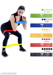 Resistance Stretch Loop Fitness Workout Bands for Exercise Working Out Physical Therapy, 5 Set of Different Resistance Levels Elastic Bands with Carry Bag and Instruction Guide