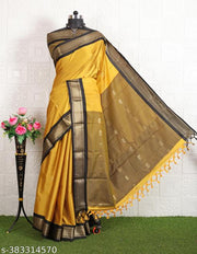 Golden Zari Cotton Silk Paithani Saree Golden Black