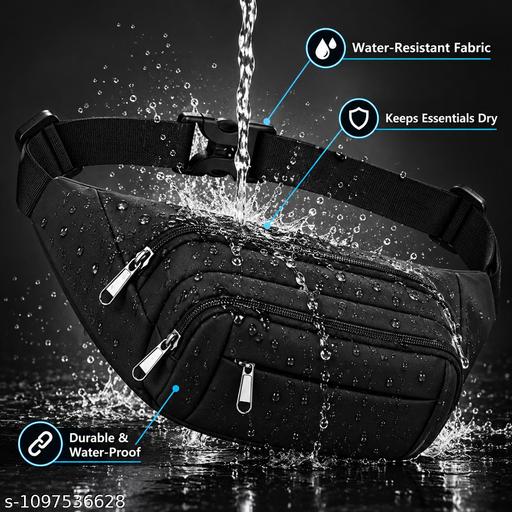 Waist Bag Men & Women Side Pouch for Travel & Sports Waterproof Adjustable Strap Waist Bag  (Black)