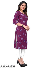 Polyster/Crepe fabric-Women Printed Straight Kurti