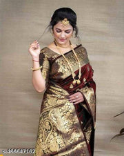 Premium Women's Jacquard Banarasi Silk Saree with Zari Woven Design, Ideal for Weddings & Festivals, Includes Unstitched Blouse Piece for Elegant Ethnic Wear