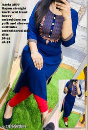 Women's Embroidered Rayon Kurti
