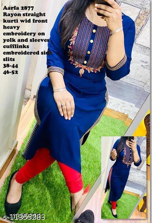 Women's Embroidered Rayon Kurti