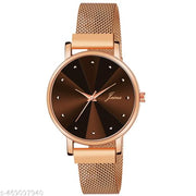 Jainx JW8532 Rose Gold Mesh Chain Magnet Analog Wrist Watch for Women