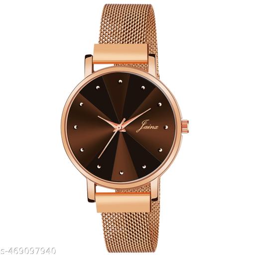 Jainx JW8532 Rose Gold Mesh Chain Magnet Analog Wrist Watch for Women