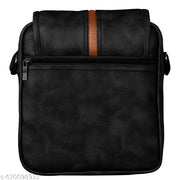 LOREM Black Casual Faux Leather Cross  Sling Bag For Men SL03