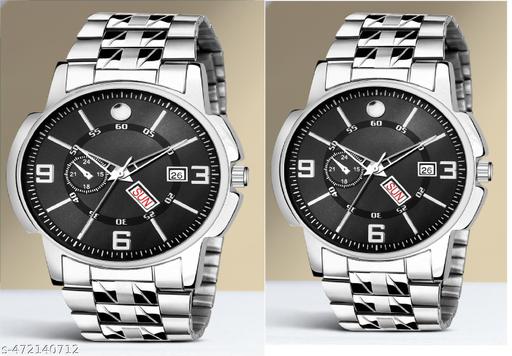 Day n Date Men Stylish Analog Latest Watches Combo - Set of 2 - SLV-12-SLV-12