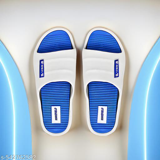 Men Slides, Wakefield Slippers, White Blue Slippers, Waterproof Chappal for Men, Soft Eva Slides, Anti-skid bath slippers, comfortable daily wear slippers