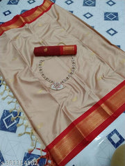 Golden Zari Cotton Silk Paithani Saree Tusser Red