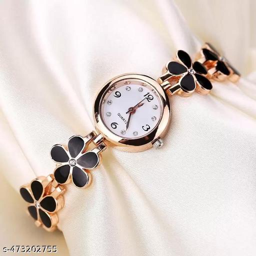 New Good Looking Attractive Watch Analog Watch - For Girls Bracelet Flower Pattern Rose Gold