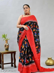 Bagru Hand Block Printed Mulmul Cotton Designer Saree
