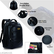 NGR fashion trending boy  School Bag Black PU Leather Bagpack For Women 15.6" Laptop Backpacks For Men Office College & Travel