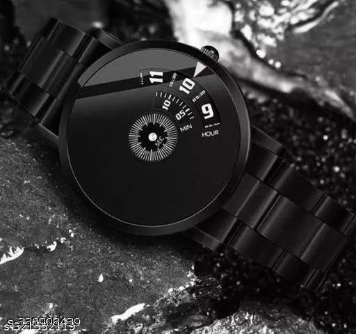 black stylish   paid u Rubber belt men watch