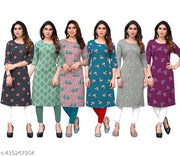 Women Printed American Crepe Kurta Combo of 6