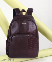 Premium Dark Brown Textured Leather Backpack for Men & Women |