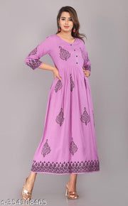 Elevate your ethnic wardrobe /women rayon Anarkali printed Kurti