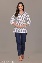 White Printed top