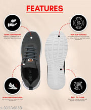 BRD-677 Grey Bolt Mesh Sports Shoes For Men