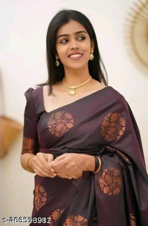 Wine Floral Banarasi Silk Saree with Zari Work and Blouse Piece | Luxurious Silk Saree | Indian Wedding Saree |