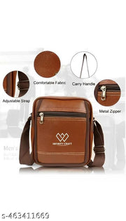 Leather Messenger Slings Bag, Cross Body Travel/Office One Side Shoulder Bag for Men