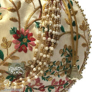 Foxtree 4 Pcs Indian Handmade Embroidered Potli Combo For Womens & Girls Wristlets Handbags To Carry In Parties, Weddings And Social Events Purses.