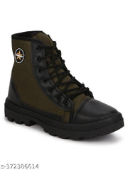 Stylish Olive Canvas Solid Walking Shoes For Men
