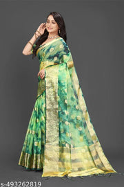 NEW FANCY ORGANZA SAREE  MULTY COLOUR SAREE