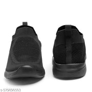 Men’s Slip-On Running Shoes | Lightweight Sports Sneakers with Memory Foam Cushioning | Walking, Gym, Jogging, Training (Black)