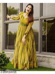 Women's poly Georgette  Printed Party Wedding Fashion Gown