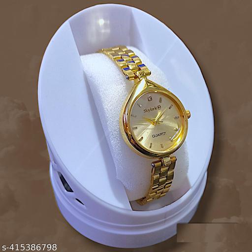 Beautiful Gold Dial Gold Colored Slim Strap Analog Women's & Girl's Watch