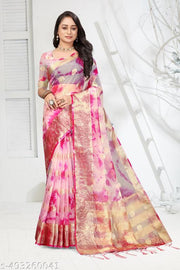 NEW FANCY ORGANZA SAREE  MULTY COLOUR SAREE