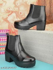 Trendy, Trending and Stylist Boot for Girls Latest Stylish High Heel Long Ankle Synthetic Leather Zipper Boots for Women/Girls/Ladies