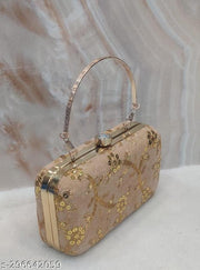 Party Velvet Clutch for Women Trendy Gold Color Box Clutch with Handle Dulhan purse Bridal Clutch
