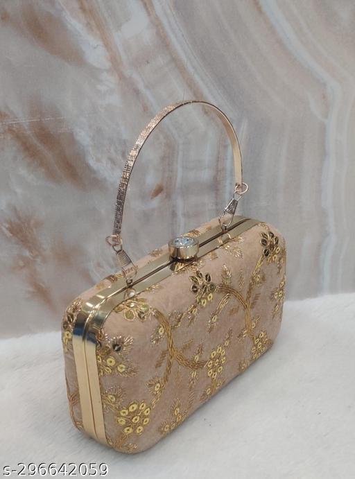 Party Velvet Clutch for Women Trendy Gold Color Box Clutch with Handle Dulhan purse Bridal Clutch