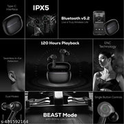 BEATZ/M10/M19/T12/ULTRABUDS/EARPODS TWS Bluetooth Earbuds Wireless Bluetooth 5.1 Stereo IPX7 Waterproof bluetooth Headset wireless earbuds ANC Earbuds which comes with 12 hour Battery Backup