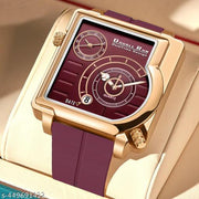 Dual Time Date Display Radium Dial  Magnetic Belt Analog Watch For Men_C31k
