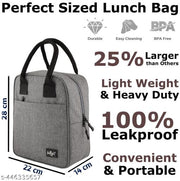 Lunch Bag Travel Nylon Storage Tiffin Bag | Leakproof Keeps Hot and Cold Unisex Lunch Box Bag for Kids, Office, Picnic, School (Grey, 7 Litre)